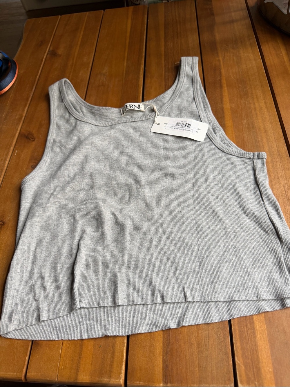 NWT Eterne Ribbed Scoop Tank Top - Light Gray Extra Large